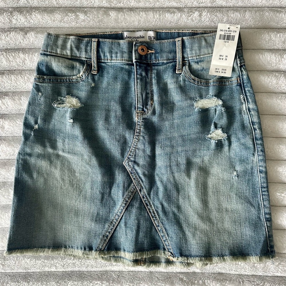 Abercrombie Kids Distressed Blue Denim Skirt